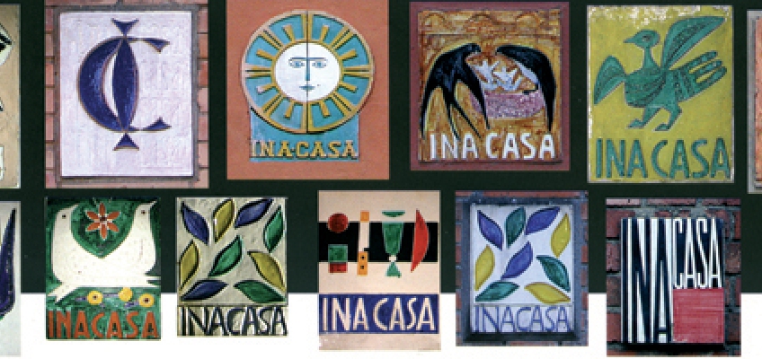 polycrome ceramic tiles 'Ina House Plan': great artists created signature tiles for each building built after WWII through funding from a dedicated organization created by Ina (1949-1963)
